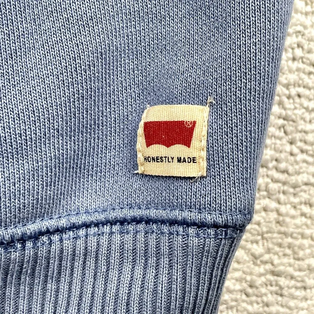 Levi's Honestly Made Hoodie Mens M Blue Cotton Pullover Kangaroo Pockets EUC